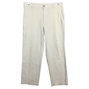 Oxford Golf Pants Mens Sz 34x30 Beige White Striped Cotton Stretch Chino Pockets